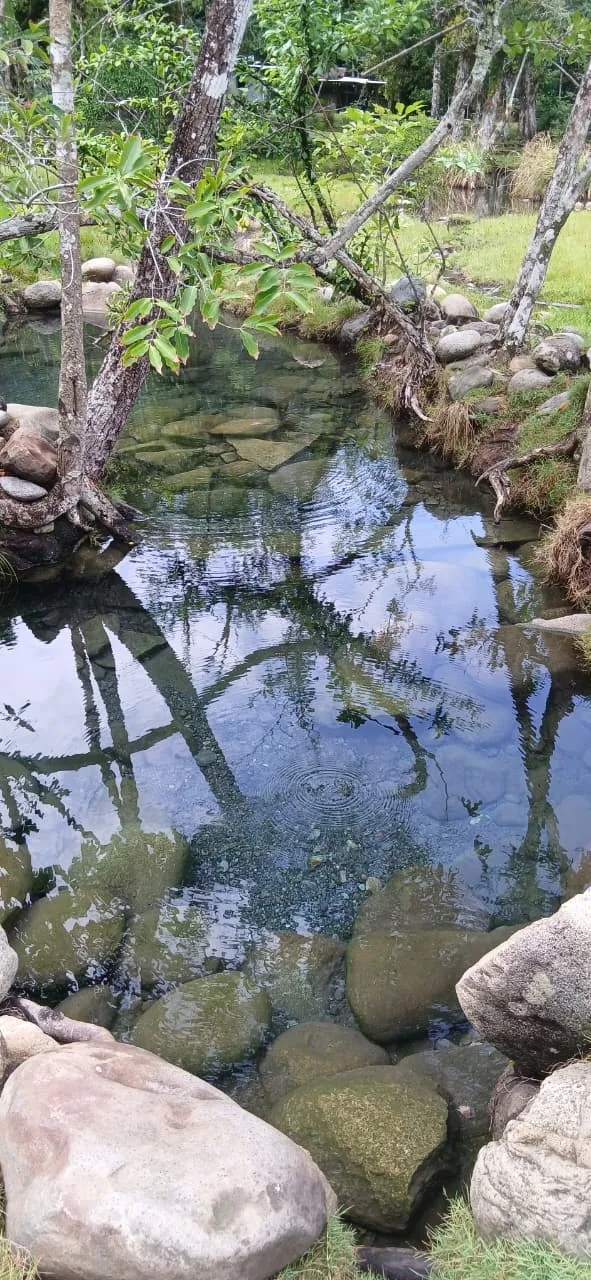 Close-up ripple on the surface of a hot spring pool