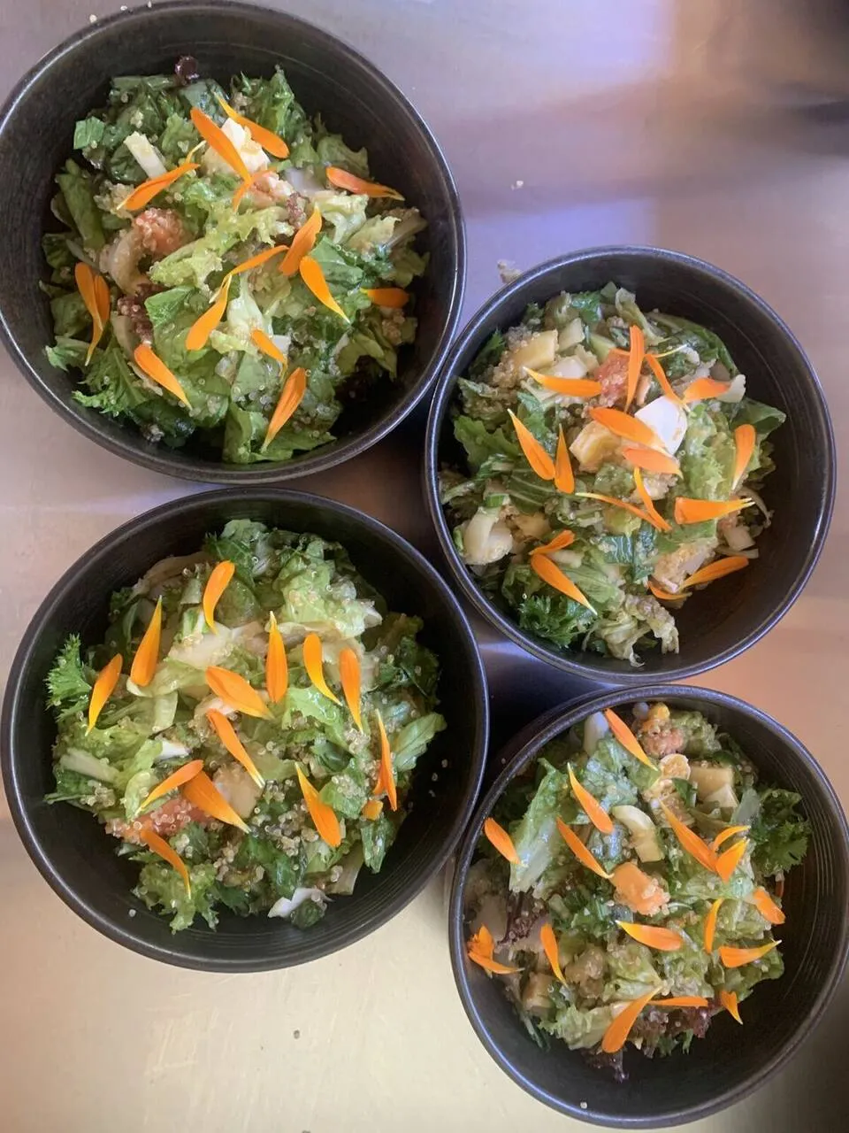 Four seasonal salads made from garden produce